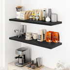 Dreamland 40" Floating Shelves for Wall, 12" Deep Slim Black Floating Shelves, Wall-Mounted Shelves for Bedroom, Living Room, Kitchen, Bathroom - Set of 2