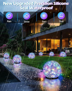 Garden Solar Ball Lights Outdoor Waterproof, 30 LED Cracked Glass Globe Solar Power Ground Lights for Path Yard Patio Lawn, Christmas Decoration Landscape Colorful (2 Pack 3.9'')