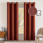 MIULEE Linen Curtains Soild 100% Blackout Thermal Insulated Burnt Orange Fall Curtains Grommet Room Darkening Curtains & Drapes for Living Room Bedroom Nursery 42 x 90,Rust Terracotta (2 Panels)