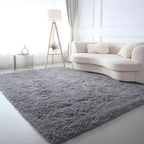 Gray Area Rug for Bedroom 3x5: Shag Fuzzy Rugs for Living Room Bedroom, Gray Non-Slip Shaggy Carpets for Kids Girls Baby's Room, Furry Rugs for Nursery Decor, Floor Rugs for Dorm Room