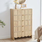 5 Drawer Dresser for Bedroom, Modern Closet Chest of Drawers with Wave Fluted Drawer, Wood Storage Small Dresser Organizer for Nursery Bedroom Living Room Hallway Closet (Natural)