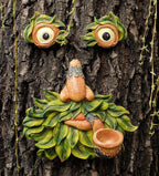 Tree Face Decor Outdoor,Whimsical Outdoor Art with Bird Feeder,Tree Hugger Bark Ghost Face Decoration Funny Yard Art,Garden Creative Decoration (8 INCH)