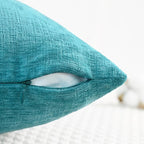 CaliTime Throw Pillow Covers Decorative 24 X 24 Inches Pack of 2 Cozy Chenille Cushion Cases for Couch Sofa Bed Living Room Home Lake Blue