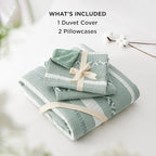 Bedsure Waffle Weave Duvet Cover King - 100% Cotton Boho Duvet Cover with 2 Pillowcases - Green Textured Comforter Cover with Zipper Closure (King, 104"x90")