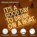 It's A Good Day To Drink On A Boat Neon Sign, Boat Drink Neon light, Bar Art Wall Warm White LED Light Up Sign for Home Bar Club Party Restaurant