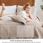 Love's cabin Quilts for Queen Bed Burlwood Bedspreads Bedding Set - Lightweight Bedspread Comforter - Coin Pattern Bedding Coverlet for All Season - 3 Pieces (1 Quilt, 2 Pillow Shams)