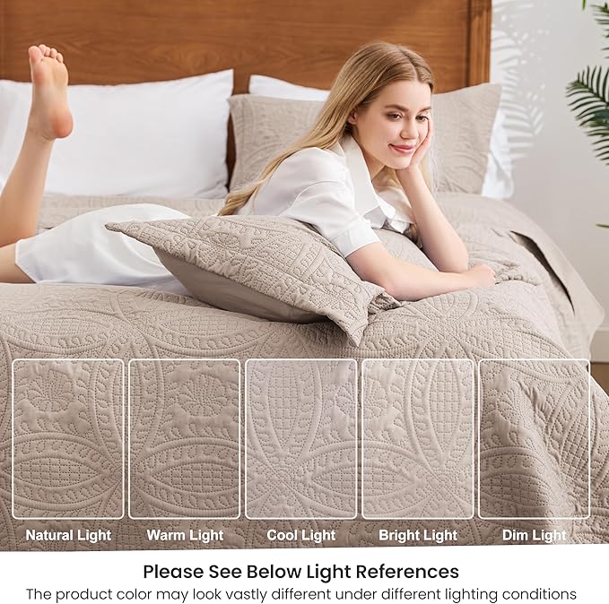 Love's cabin Twin Quilt Set Burlwood Bedspreads Bedding Set - Soft Bed Lightweight Bedspread Comforter - Modern Style Coin Pattern Coverlet for All Season - 2 Pieces (1 Quilt, 1 Pillow Sham)