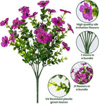 20 Bundles Artificial Flowers for Outdoor Fake Plants for Spring Decoration,Faux Eucalyptus Flowers for Planter UV Resistant Lifelike for Home Porch Garden（Fuchsia）