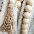 DECORKEY Wooden Beads, 58 Inch Farmhouse Wood Beads Garland for Boho Decor with Tassels, Rustic Country Decor for Coffee Table, Home, Living Room, Bedroom