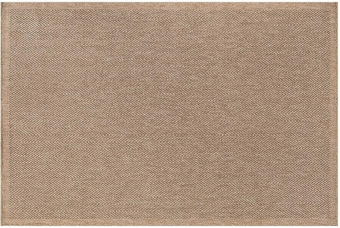 CAMILSON Easy Jute Rug 2x3, Indoor Outdoor Natural Color Fiber Area Rugs for Bathroom and Kitchen Rug, Herringbone Seagrass Boho Woven Design, Easy-Cleaning, Washable Outside Carpet Alfombras (2 x 3)