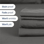 Queen Sheets Set 6 Piece - Includes 4 Pillowcases - Bed Sheets Queen Size - Soft Hotel Luxury Bedding - Cooling, Comfy, Cozy & Breathable - 1 Flat, 1 Fitted & 4 Pillowcases w/ Deep Pockets - Charcoal