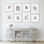 Camden Reed Arcadia 8 Piece Oversized Gallery Wall Frame, 16x20 and 16x16 Inch Matted Frames for Featuring 8x10 and 5x7 Inch Photographs or Art Prints, Gold Finish