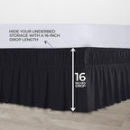 Utopia Bedding King Elastic Bed Ruffle - Easy Wrap Around Ruffle - Microfiber Bed Skirt with Adjustable Elastic Belt 16 Inch Tailored Drop - Hotel Quality Bedskirt, Fade Resistant (King, Black)