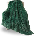 GONAAP Fuzzy Faux Fur Throw Blanket Twin Size Dark Green Super Soft Cozy Plush Fuzzy Shaggy Blanket for Couch Sofa Bed (Dark Green, Twin(60"x80"))