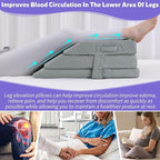 BALAPET Adjustable Wedge Pillow for Double Legs, 8" Height Elevated Leg Rest Pillow for Circulation, Supportive Bolster Pillow for Pregnancy Relieves Pressure Hip Leg Elevation, Light Grey