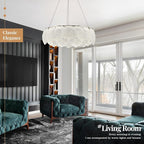 LED Crystal Glass Chandelier Dimmable Round Dining Room Chandelier Over Table Modern Gold Chandelier Lighting Fixture for Home Office Bedroom Living Room Kitchen 24in, 55W with Remote Control