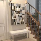 KOHROS Modern Geometric Irregular Mirror for Wall Decor 44" x 30" Decorative Mirror with Beveled Glass for Entryway Hallway Living Room Home Decor Horizontal or Vertical Hanging