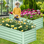 Galvanized Raised Garden Bed Outdoor, 2 Pcs 6x3x1.5FT Outdoor Large Planter Raised Beds Open Base with Safety Edge and Glove for Vegetables Flowers Ground Planter, Green
