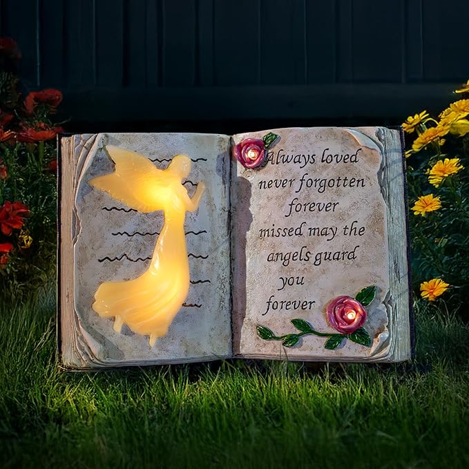 Outdoor Solar Angel Garden Stakes Lights, Waterproof Memorial Grave Decorations Gifts for Cemetery Outdoors Lawn Yard Home Patio Decor