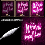 WLHOPE We're All Mad Here Neon Sign, Dimmable LED Neon Signs For Wall Decor,Connectivity Via USB Neon Light For Bedroom Home Dorm Wall Wedding Party Bar Pub Salon Decoration,Personalized Gift