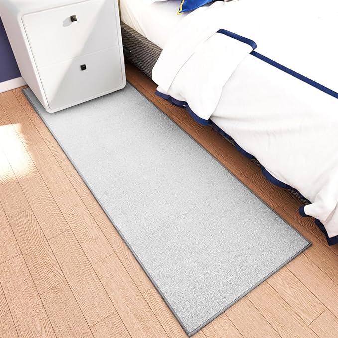 Runner Rug with Non Slip Rubber Backing, Washable Soft Floor Carpet for Kitchen, Hallway, Entryway Indoor, Bedroom, Laundry, Low Pile Area Rugs, Solid color with Pointillism style, 2*6 ft GREY