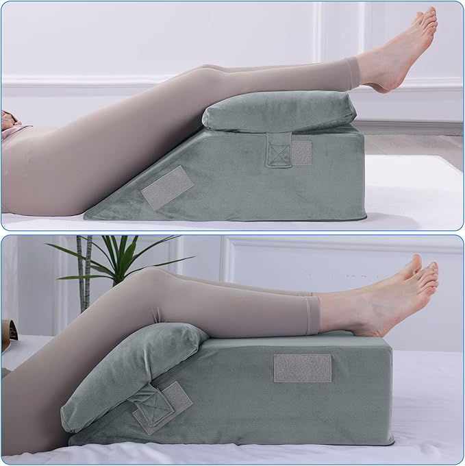 HOMBYS Leg Elevating Adjustable Pillow,High Density Foam Leg Elevation Pillows for After Surgery,Wedge Pillow for Knee or Leg Pain Relief,Leg Support Pillow to Elevate Feet (17"x24"x9")