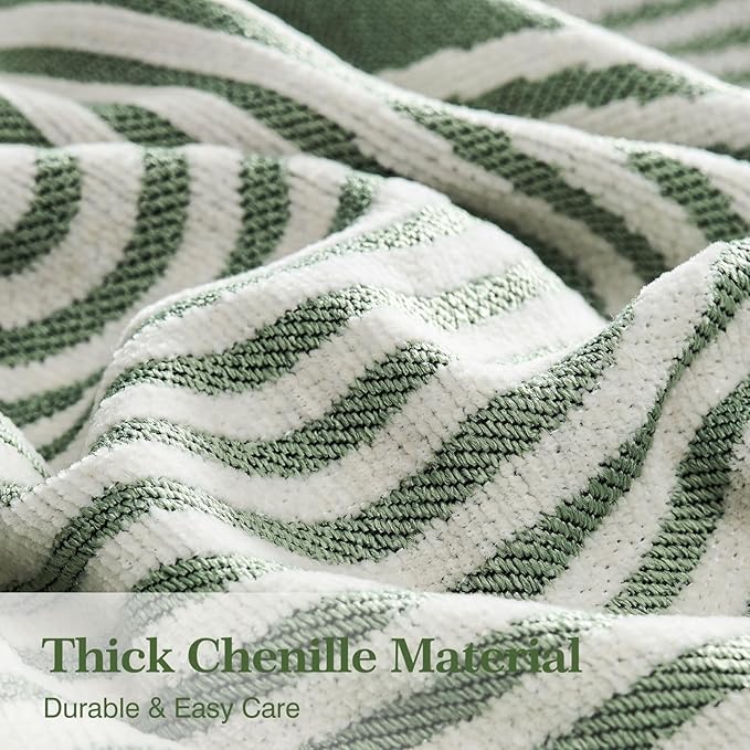 Couch Cover Boho for Dogs Washable Green Couch Covers for 2 Cushion Couch, Chenille Sectional Couch Covers L Shape Sofa Cover, Furniture Protector for Kids, Pets, Green 91" X118"