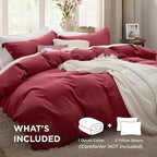Bedsure Red Duvet Cover King Size - 3 Pieces Prewashed Cotton-Like Extra Soft Bedding Set, Includes 1 Duvet Cover 104x90 Inches with Zipper Closure & 2 Pillow Shams, Comforter Not Included