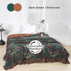 MSGKV Cotton Bed Blanket for Couch and Sofa Blankets for Living Room Bedroom Reversable Florals Throw 90"x98" Breathable Cozy Boho Blankets