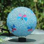 Gazing Ball 8 Inch Butterfly Glass Mosaic Garden Globe Outdoor Gazing Globe Yard Ornament for Garden Yard Home Lawn Outdoor Decoration Gift for Women (Not Solar Powered)