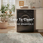 GENIMO 8x10 Area Rugs for Living Room, Machine Washable Non Slip Vintage Rugs, Low Pile Lightweight Chenille Print Rug for Bedroom, Dining Room, Home Office, Trench