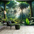 BSFHH Nature Tapestry Forest Tree Sea Cave Wall Hanging, Stream Through Rainforest Landscape Wall Art Tapestry for Bedroom Living room (Rainforest, 59" × 51", Unframed)