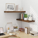 Fun Memories Floating Shelves for Wall, 32 Inch Long Floating Shelves Set of 2, 32 x 10 Wooden Shelves for Wall, Large Storage Shelves, Hanging Shelves for Bathroom Kitchen Bedroom, Rustic Brown