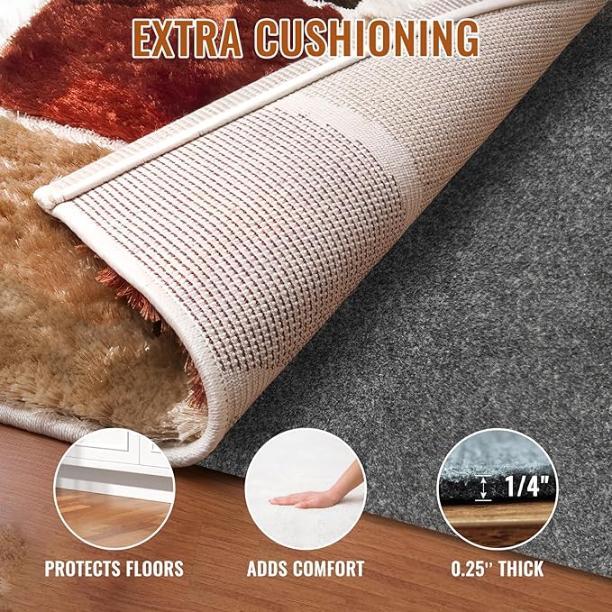 Felt Rug Pad, 9 x 12 Ft Rubber Non-Slip Rug Pad Gripper, Keep Rugs Secure and in Place, Extra Strong Under Carpet Mat Cushion - for All Floors