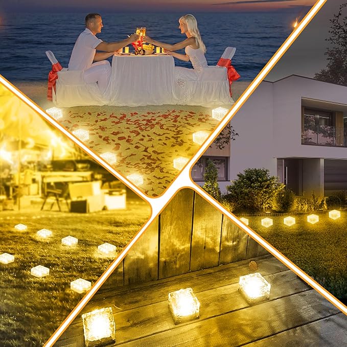 Solar Brick Lights Outdoor Solar Lights Outdoor Waterproof Patio Brick Lights Garden Decor for Outside 6 Packs for Patio,Yard,Walkway,Pathway Decor