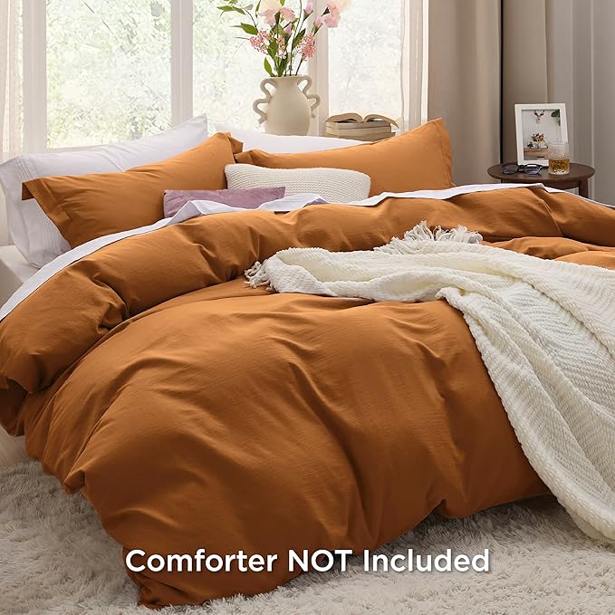 Bedsure Honey Ginger Duvet Cover King Size - 3 Pieces Prewashed Cotton-Like Extra Soft Bedding Set, Includes 1 Duvet Cover 104x90 Inches with Zipper Closure & 2 Pillow Shams, Comforter Not Included