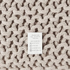 REDEARTH Square Pouf Ottoman Foot Stool - Hand Knitted Bean Bag - Cord Boho Pouffe - Accent Poof for Living Room - Nursery - Bedroom - Kids Bedroom - Patio - 100% Cotton (16" x 16" x 16") - Ivory