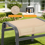 Outdoor Ottoman Set of 2, All Weather Outdoor Foot Stool with Supportive Textliene and Metal Frame, Stackable Oversized Outdoor Foot Rest for Furniture Patio Garden Pool, Beige