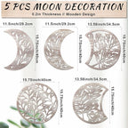 Jetec 5 Pcs Moon Phase Wall Art Decor Wall Pediments Hanging Wooden Moon Phase Spiritual Bedroom Nordic Boho Lunar Aesthetic Art for Living Room Dorm Apartment Bar Ornament(Retro Color,15.75 Inch)