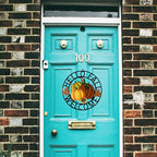 Metal Hanging Pumpkin Hello Fall Welcome Wreath Autumn Fall Harvest Decor for Front Door, Rustic Farmhouse Seasonal Thanksgiving Halloween Decoration-13''H