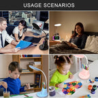 Desk Lamp with Wireless Charger, LED Desk Lamp for Home Office with Pen Holder, Dimmable Eye-Caring Study Desk Light Flexible Arm 3 Color Modes for College Dorm, 800 Lumens CRI 90