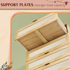 WLIVE Rattan Dresser for Bedroom, 5 Drawer Wood Boho Dresser Storage with Gold Metal Handle, Chest of Drawers for Living Room, Closet, Hallway, Light Oak