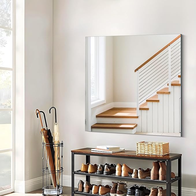 Frameless Mirror, 36x36 inch Square Bathroom Mirrors for Wall, Upgraded Shatterproof Vanity Mirror Over Sink with Polished Edge for Bathroom,Bedroom,Living Room and Entryway