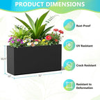 FENCY Metal Rectangular Planter Box, Large Planters for Outdoor Plants, Tall Planters for Outdoor Plants with Drainage Holes (32" L x 10" W x 16.3" H,Black)