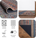 Keen Home Design 6x9 Rug - Machine Washable Area Rug with Non-Slip Backing, Ideal for Living Room, Dining Room, Bedroom - Vintage, Easy Clean, Durable, Low Pile Rug - (6' x 9')
