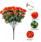 Ivydale Artificial Faux Fall Flowers Plants for Outdoor Outside, Fake Silk Orange Camellia UV Resistant Look Real for Autumn Planter Porch Patio Balcony Garden Yard Decoration, 3 Large Bundles