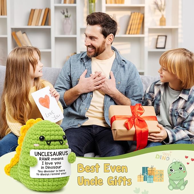 OCCdesign Mini Uncle Gifts from Niece Nephew I Love You Unclesaurs Best Uncle Gifts Cute Handmade Crochet Dino Thank You Gift for Uncle Funny Birthday, Christmas Ideas for Uncles Home Decor