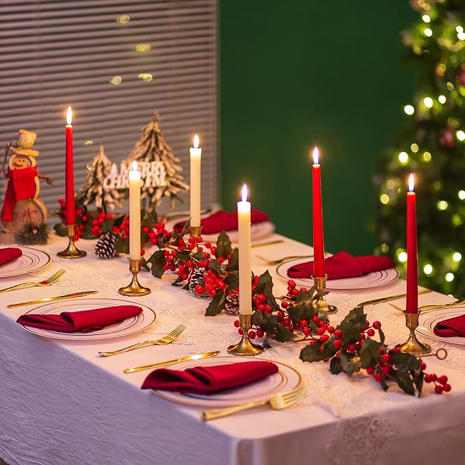 Sziqiqi Candlesticks Holder for Wedding Table Centerpiece - Gold Taper Candle Holders Candle Stick Holder Bulk for Christmas Candlelight Dinner Wedding Party Festival Decor 6 Pieces