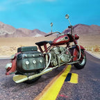 Vintage Motorcycle Model Decoration Iron Motorcycle Miniature Sculpture for Table Book Shelf Decor Gift（Red）