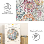 Lahome Moroccan Hallway Rug, 2'5''x8' Kitchen Runner Rugs Non Skid Washable Runners for Hallways, Ultra-Thin Oriental Carpet for Entryway Laundry Room Bedroom Bathroom, Aqua/Multi